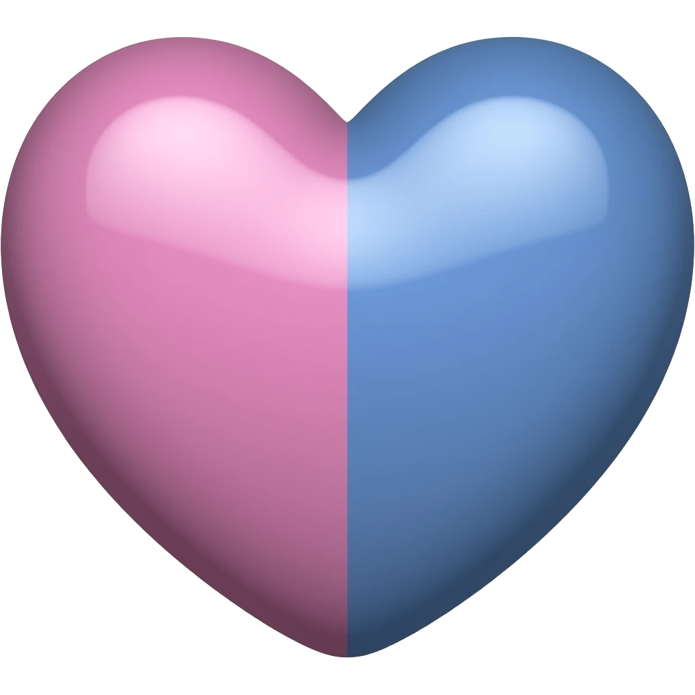 Pink half and blue half heart in one emoji