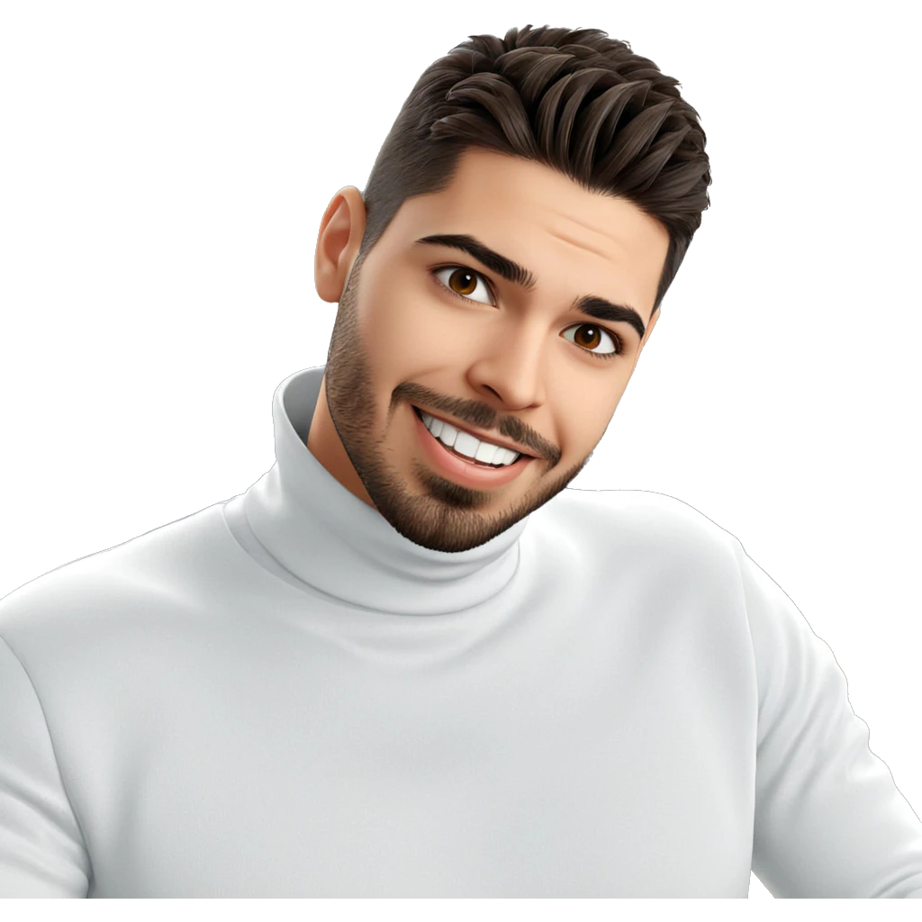 smiling male in white sweater emoji
