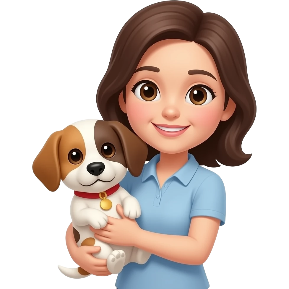 Mom holding a dog that looks like a baby emoji