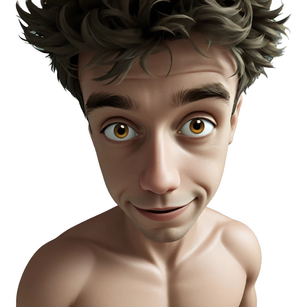 smiling topless boy indoors emoji
