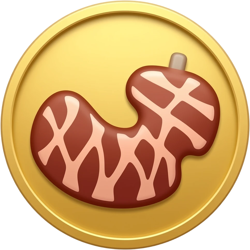 coin with bbq meat on it emoji