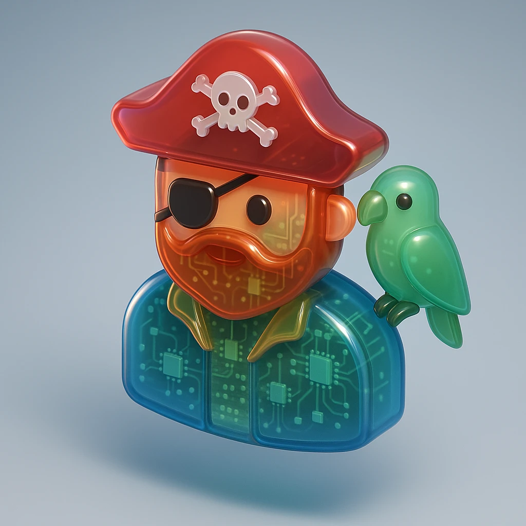 pirate with eye patch and parrot emoji