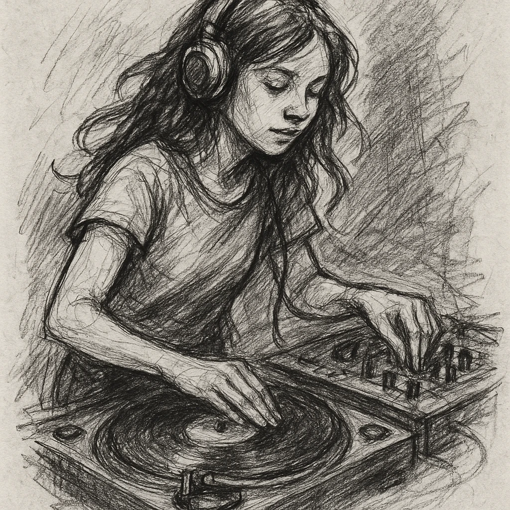 girl playing DJ set emoji