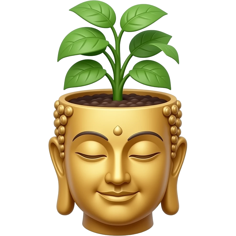 Plant in a Buddha head shaped pot emoji