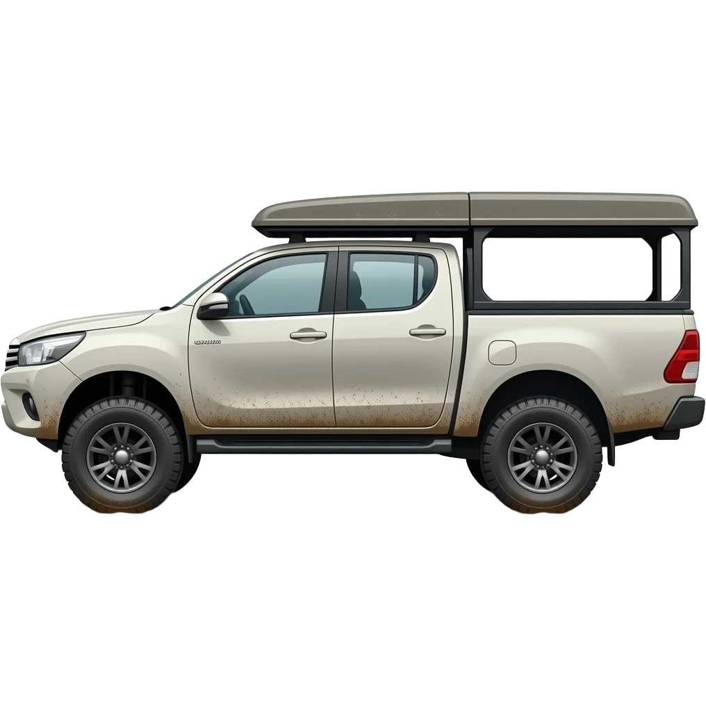 Lifted Toyota hilux with mud tires and canopy side view emoji