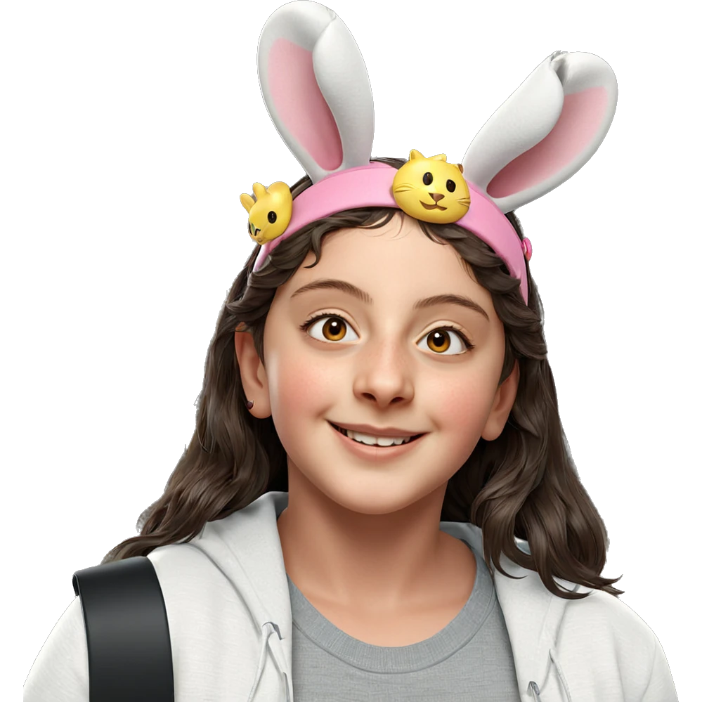 smiling girl with rabbit ears emoji