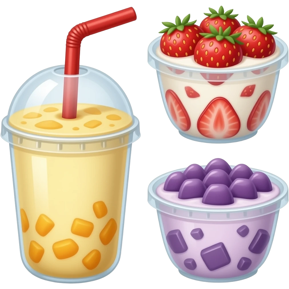 Mango Sago cup , strawberry sago cup , ube sago emoji
