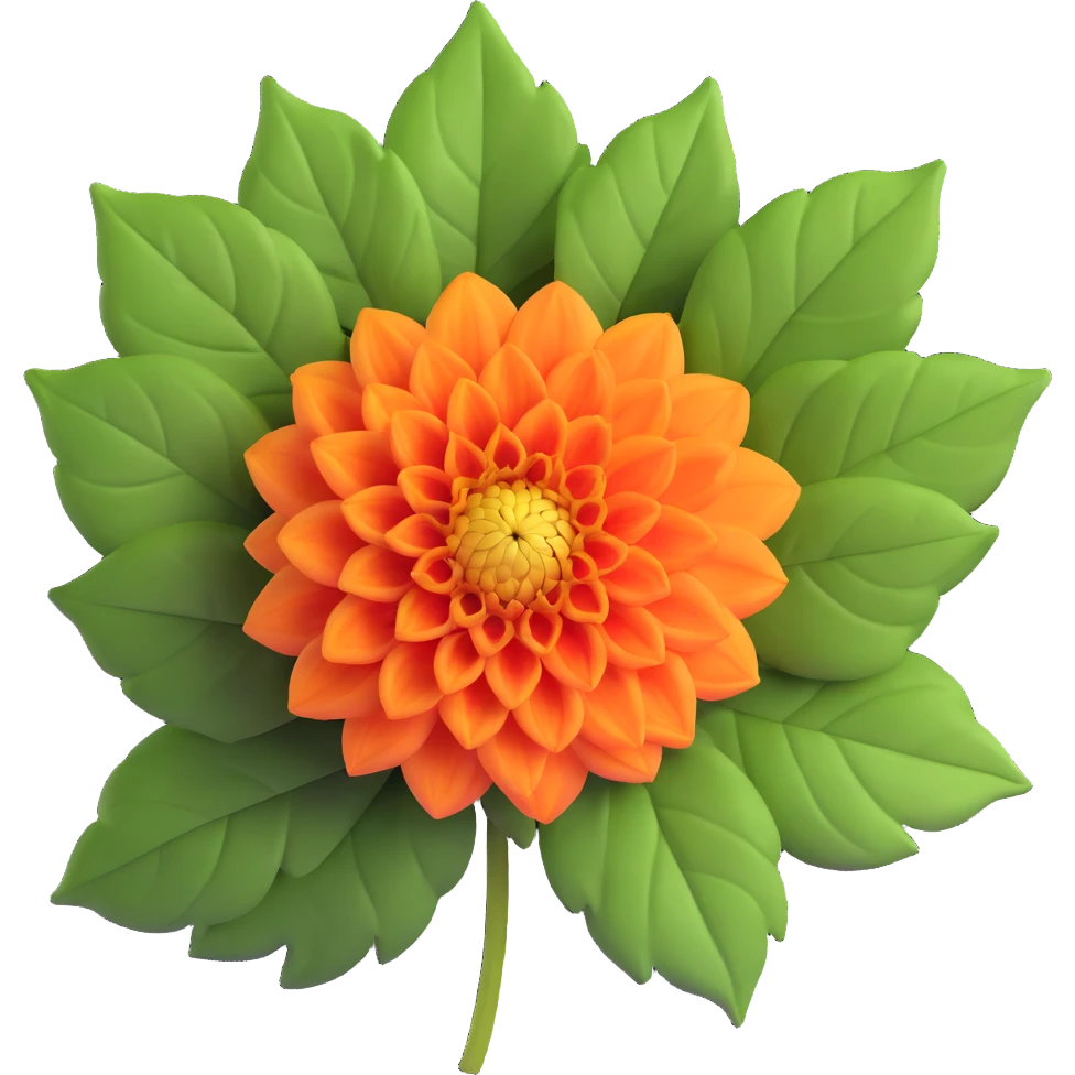 dahlia flower with green leaves emoji