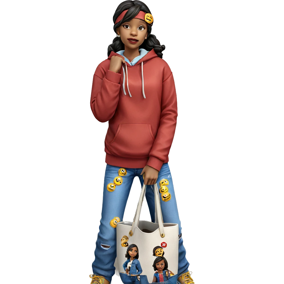 girl in denim with bag emoji