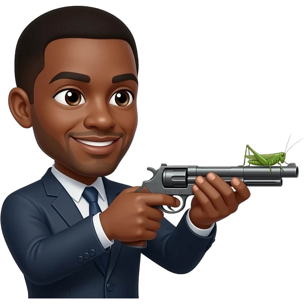 black man shooting a grasshopper with a .22 emoji
