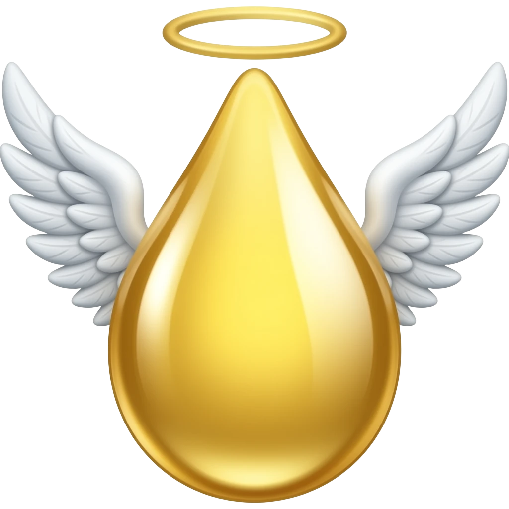 gold teardrop with an angel wing emoji