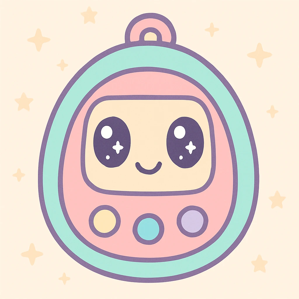 tamagotchi, kawaii style, big eyes, soft colors, playful expression emoji