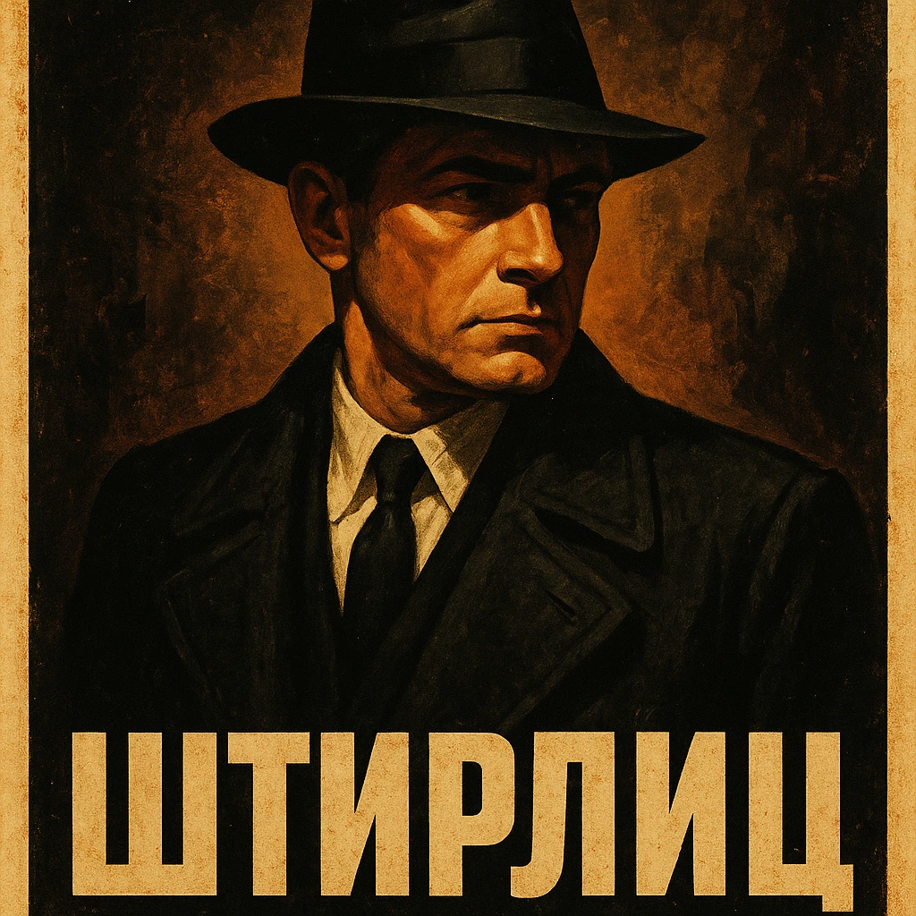 Штирлиц in a vintage spy movie poster style, dramatic lighting emoji
