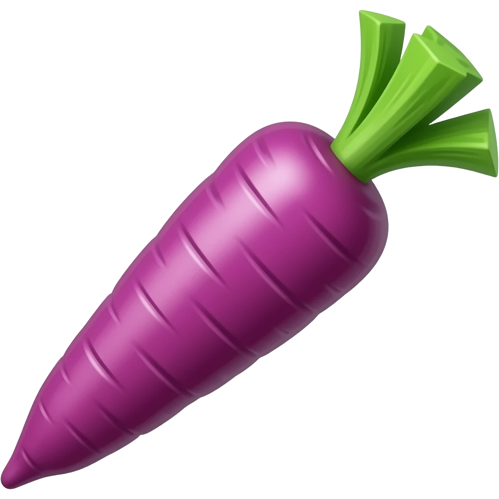 a purple carrot as an exclamation point emoji