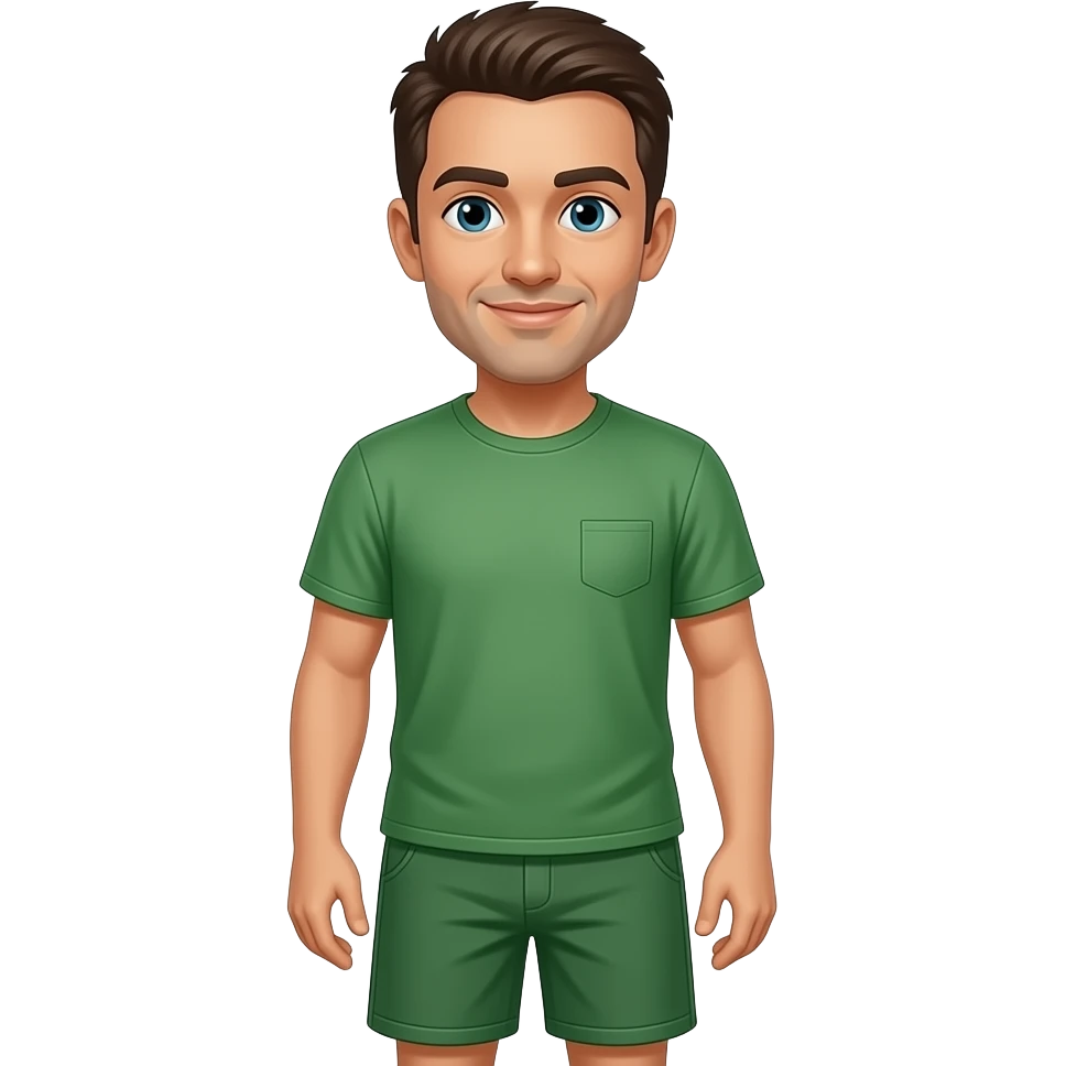 Make a Marine in a plain Green t shirt and green shorts same color emoji