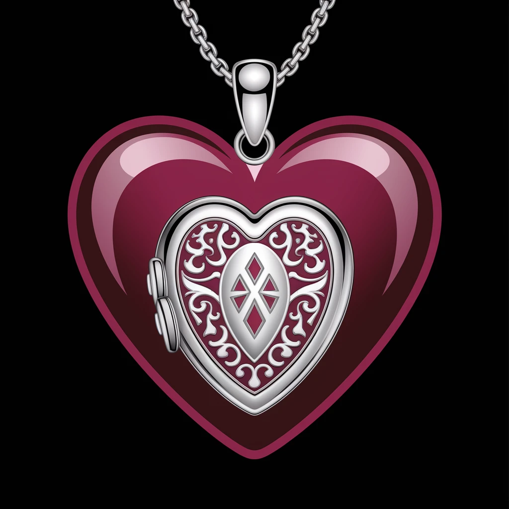 gothic heart with a silver gothic locket emoji