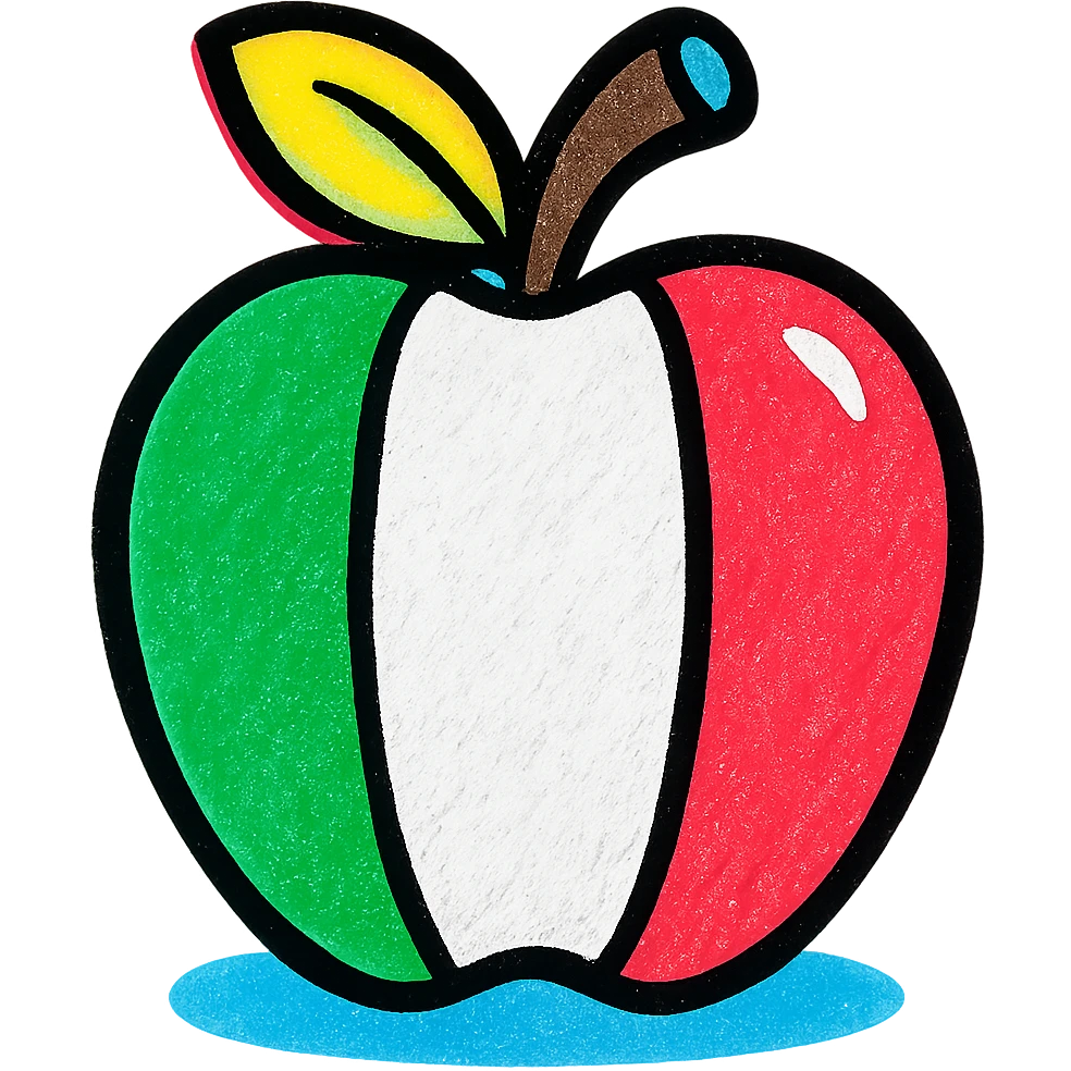 an apple with green, white, and red stripes, inspired by the Mexican flag, no text emoji