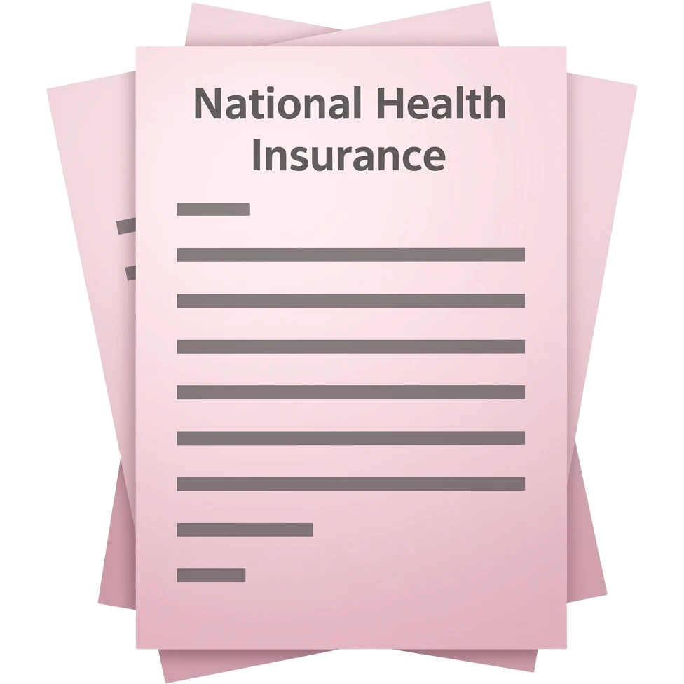 National Health Insurance and light pale pink Documents emoji