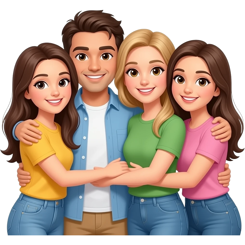 4 besties hug emoji