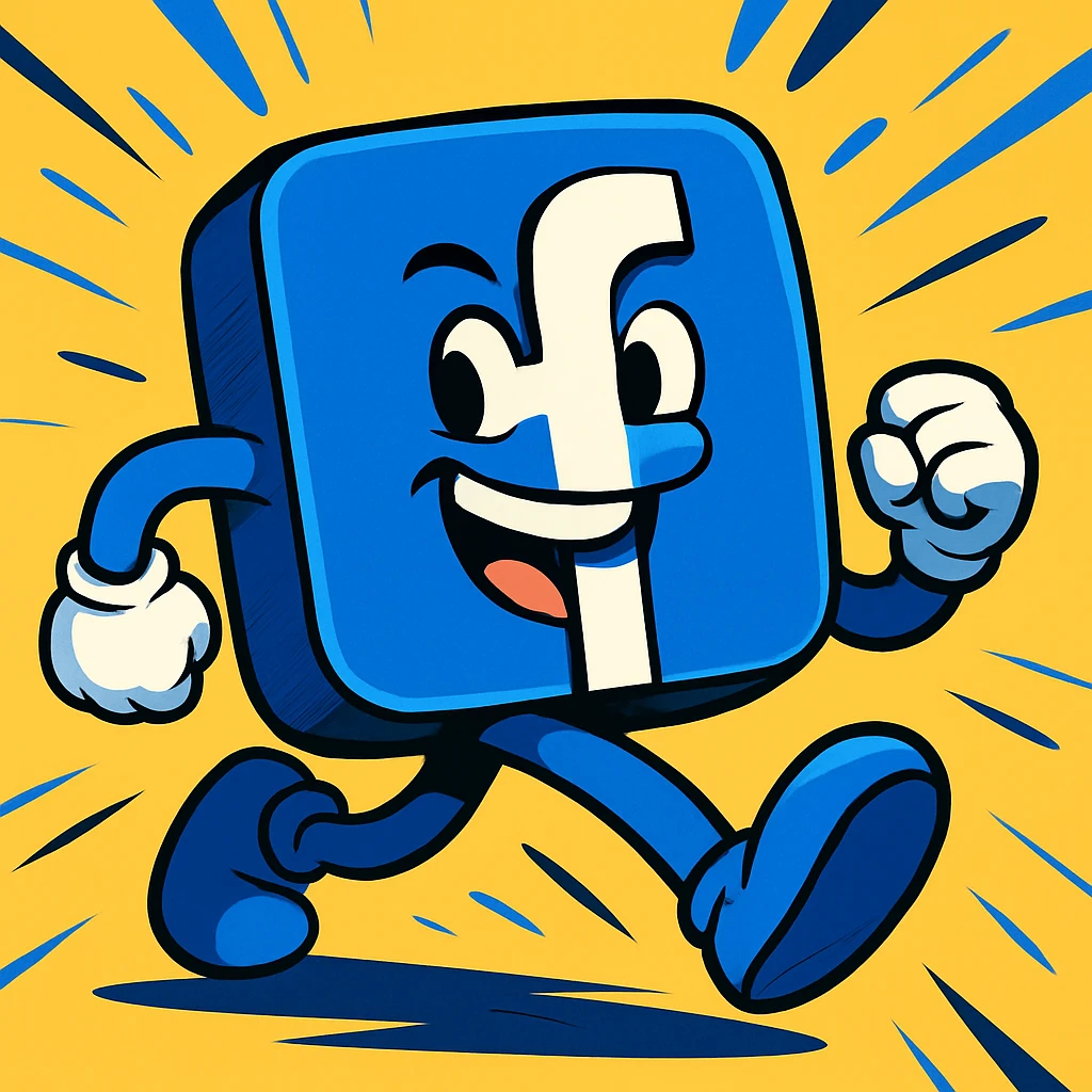 animated Facebook logo, vibrant, dynamic motion, modern style emoji