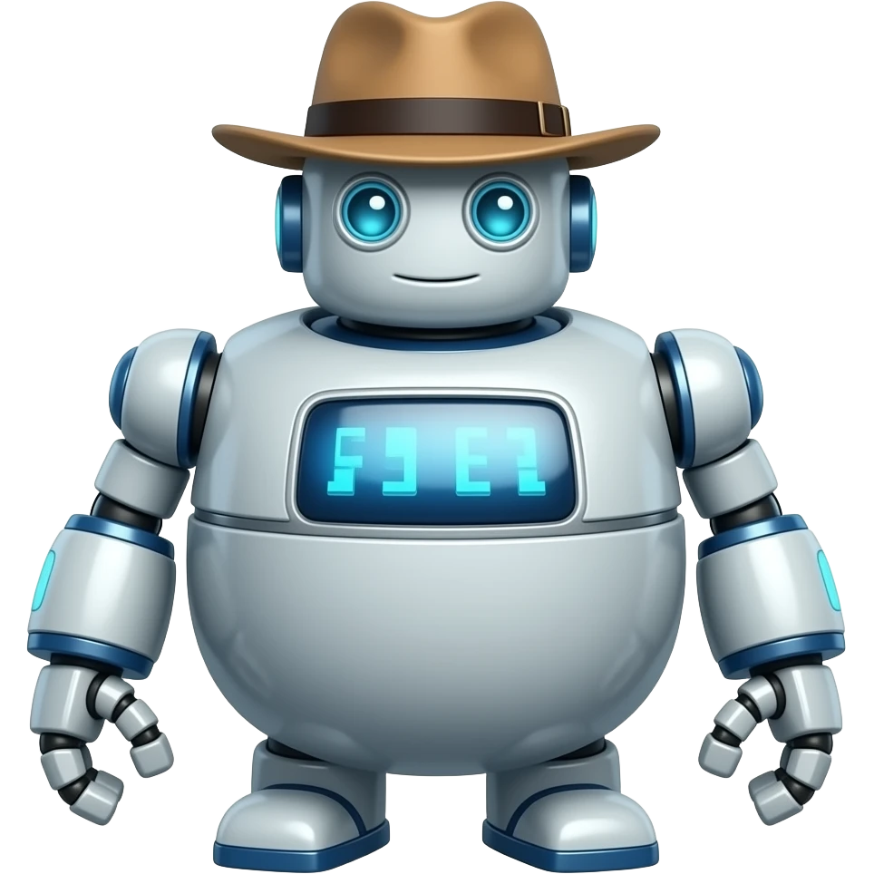 Big fat robot with a hat emoji