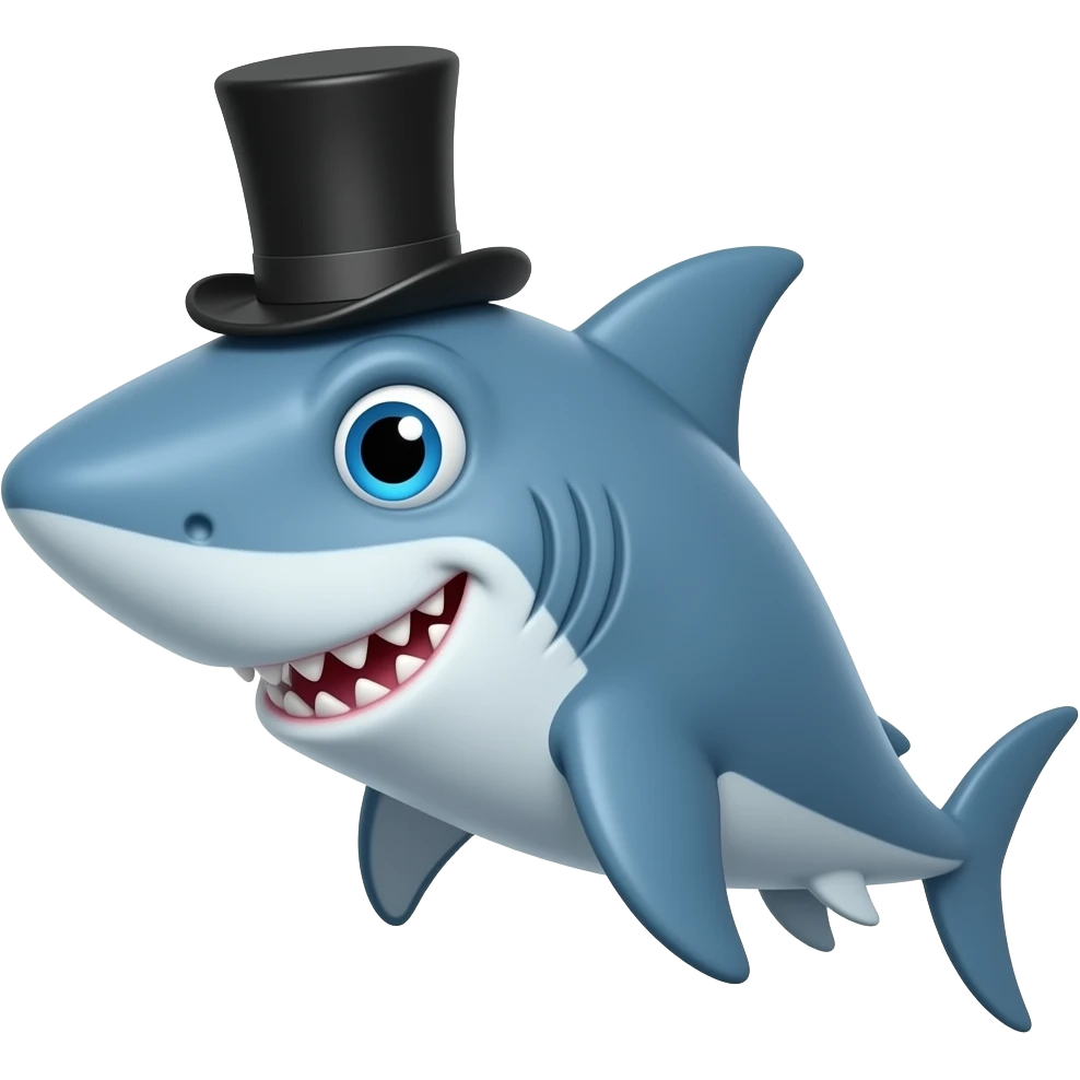 Shark with a top hat emoji