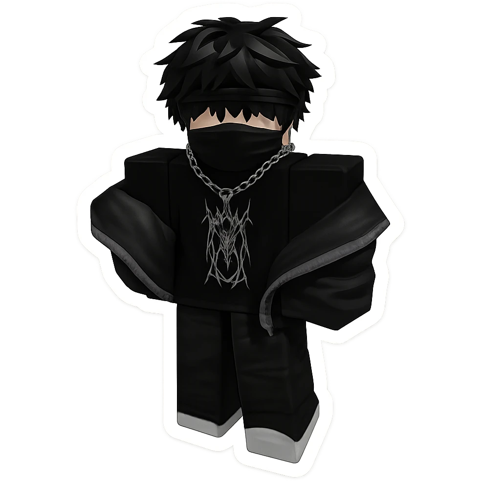 Convert this Roblox character into a sticker with a white border and transparent background, maintaining the original Roblox style as closely as possible. emoji