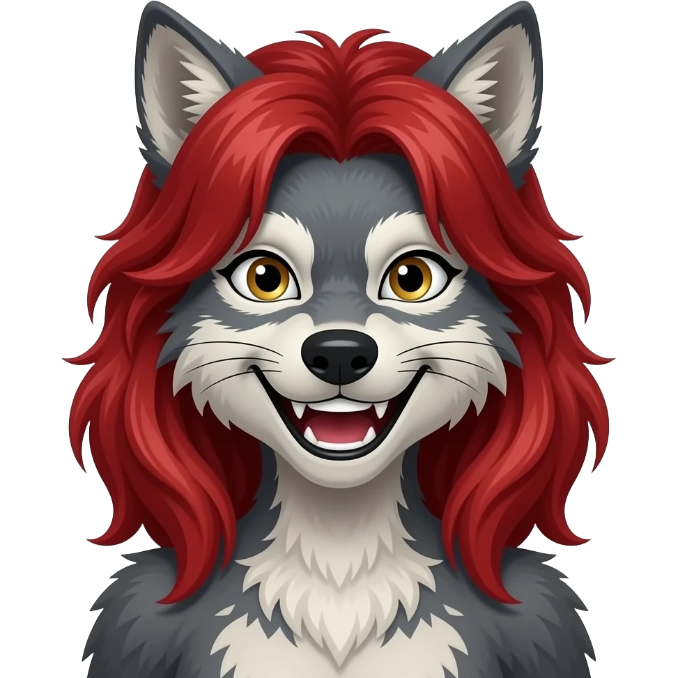 scruffy werewolf red hair female HAppy emoji
