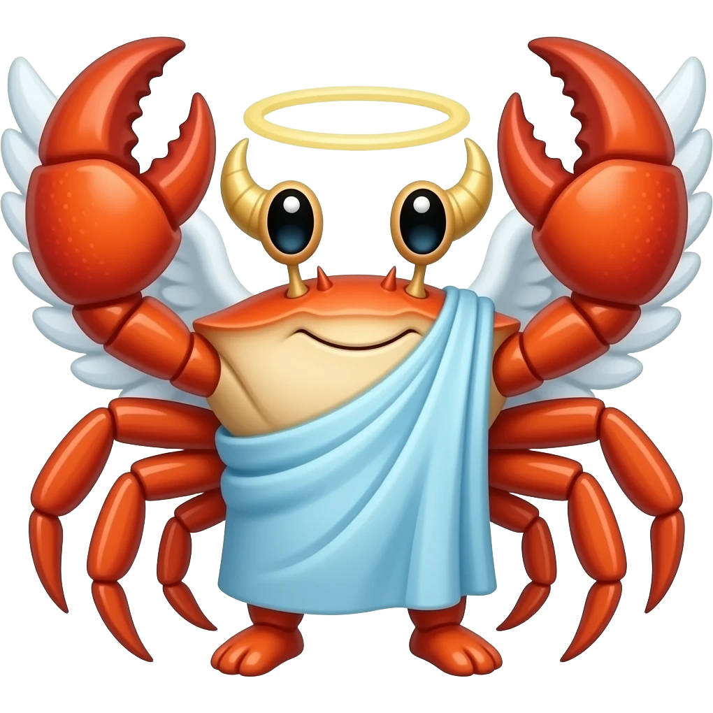 Crab with toga and angel horns and angel wings emoji