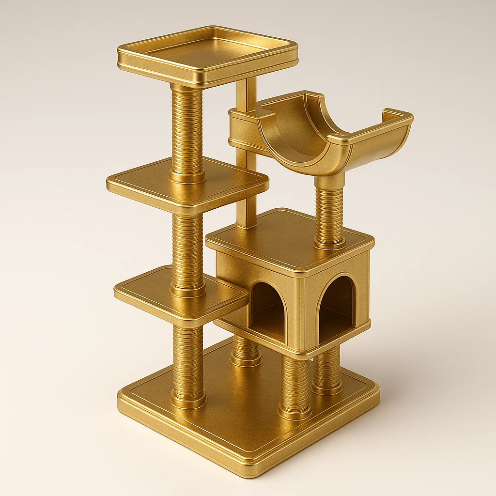 cats relaxing in a vertical playhouse emoji