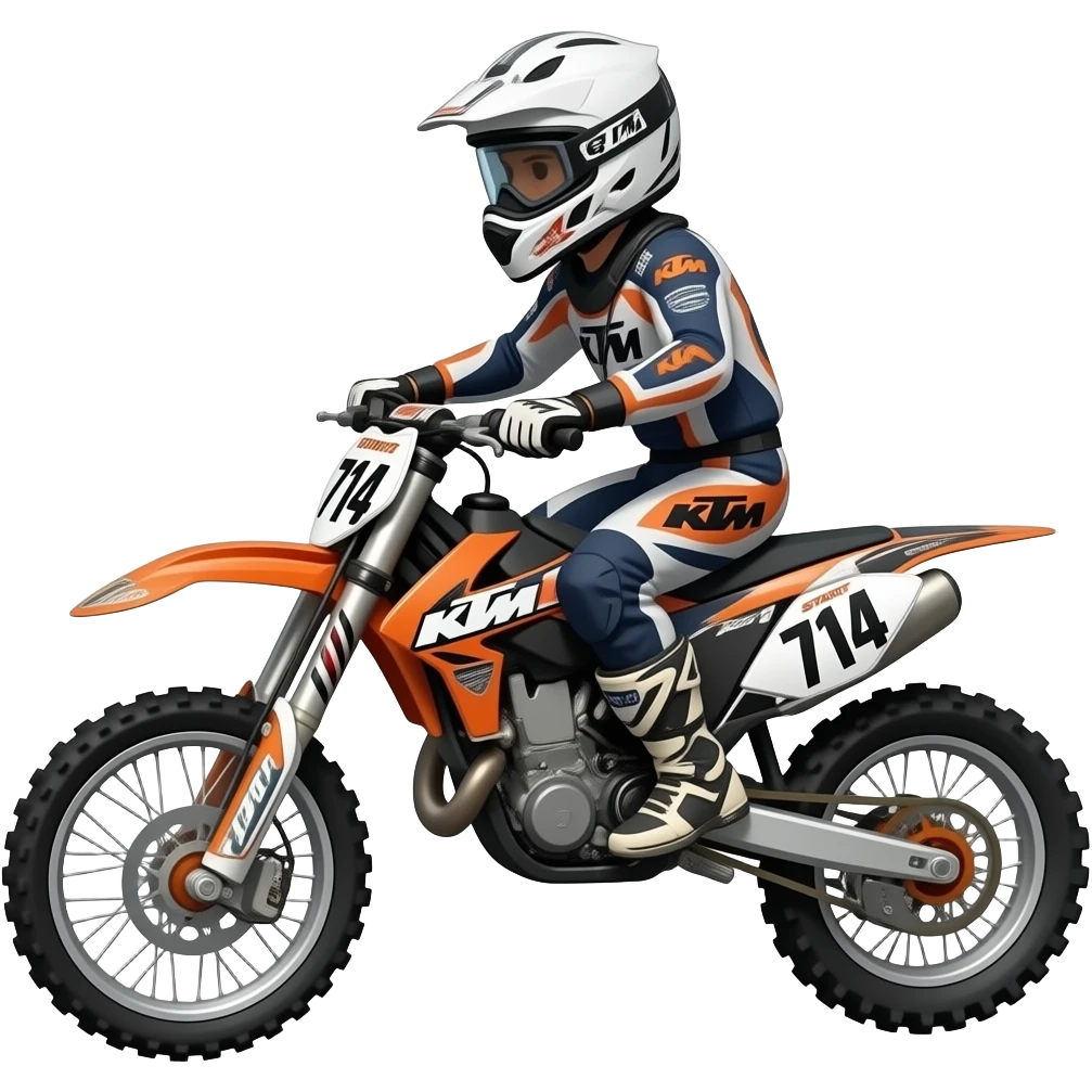 Motocross, Startnummer, Maik 714, weißer Helm, KTM emoji