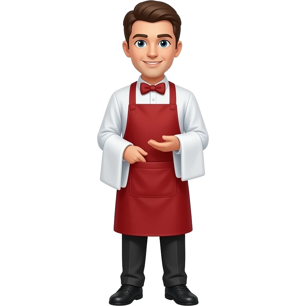 quiero un emoji de mesero mandil rojo de cuerpo completo emoji