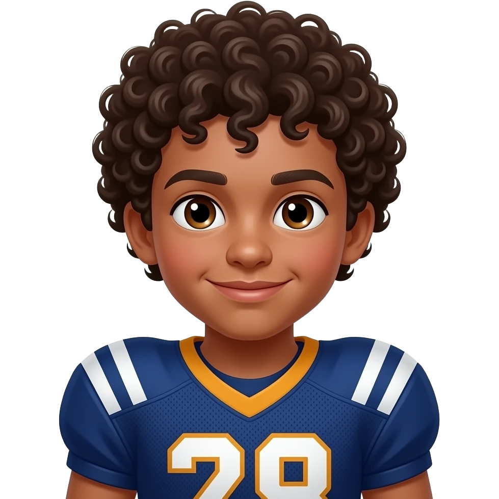 boy with football uifrom and curly hairs emoji