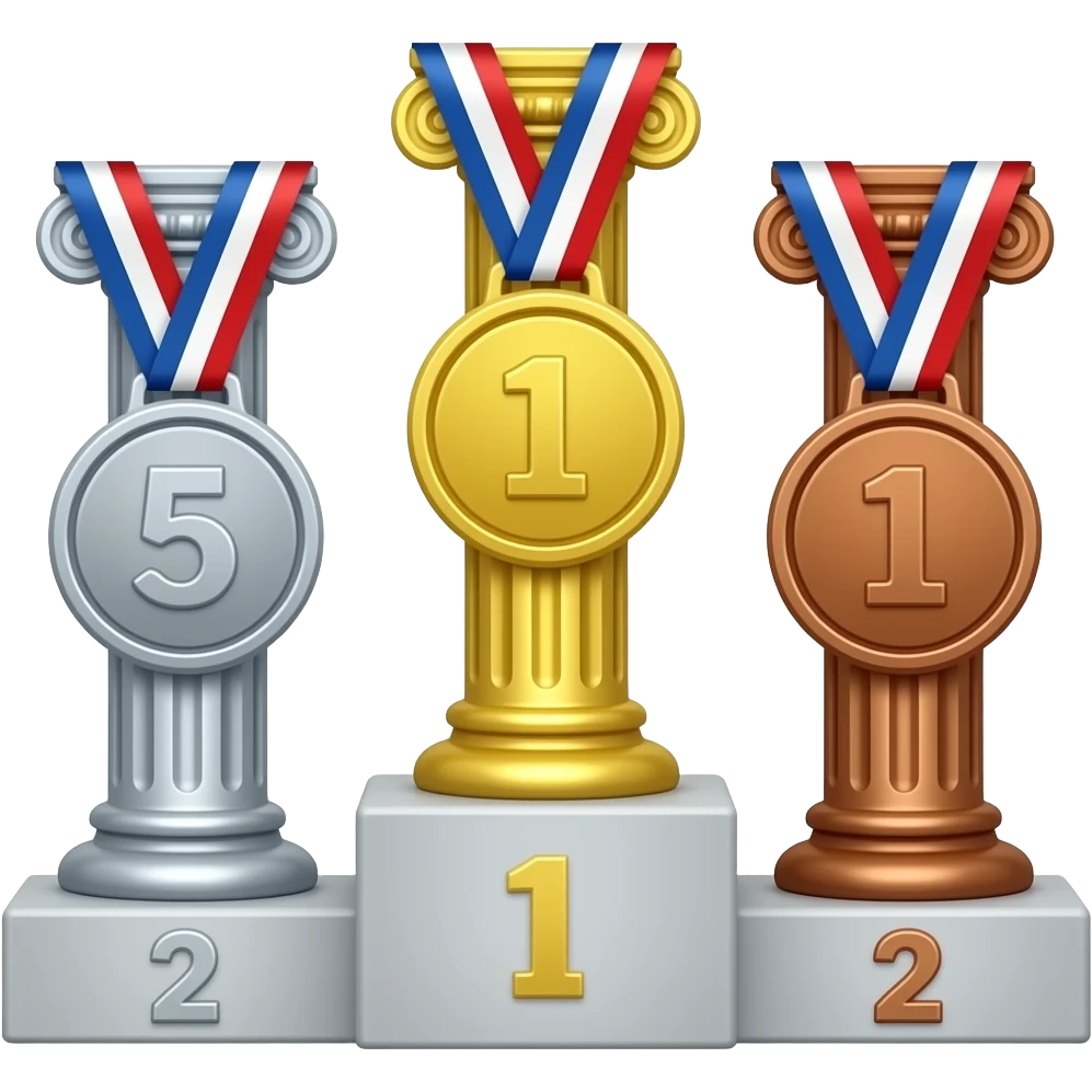 Podium columns ranking three rank places silver gold bronze emoji emoji