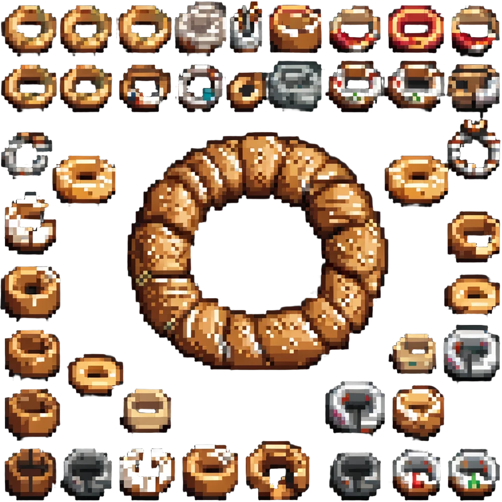 simit Turkish sesame bread ring pixel art style emoji