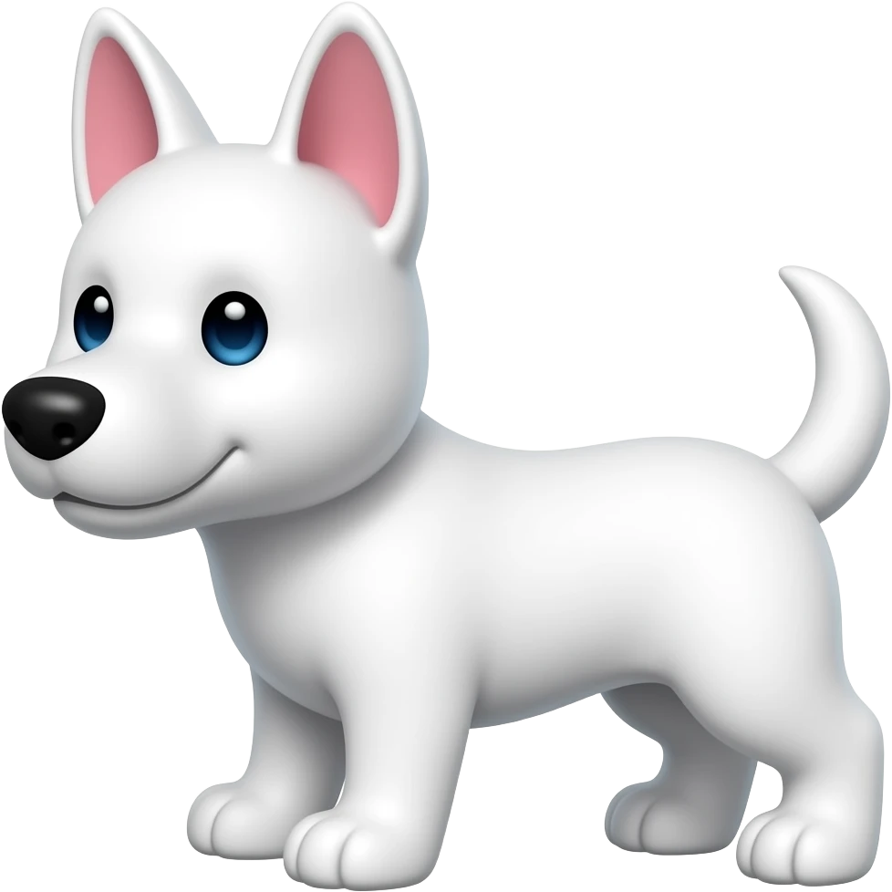 Cartoon white dog with its ears standing up emoji