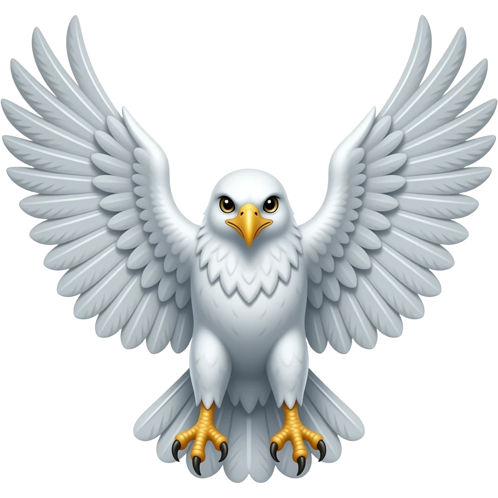 Very simple  all white Hawk with wings spread for a emojji emoji