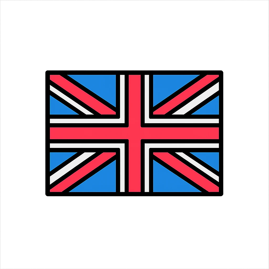 UK flag, simple, iconic, bold colors, flat design, clear lines, minimal, geometric, stylized, modern look emoji