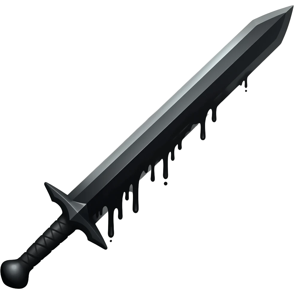 a long black sword and black aura is leaking from it emoji
