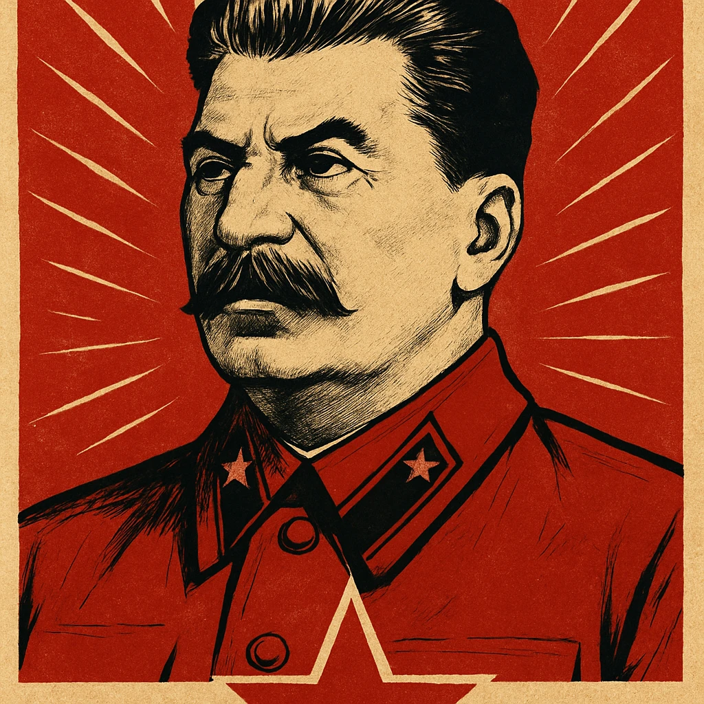 stern portrait of Stalin in a classic Soviet propaganda poster style emoji
