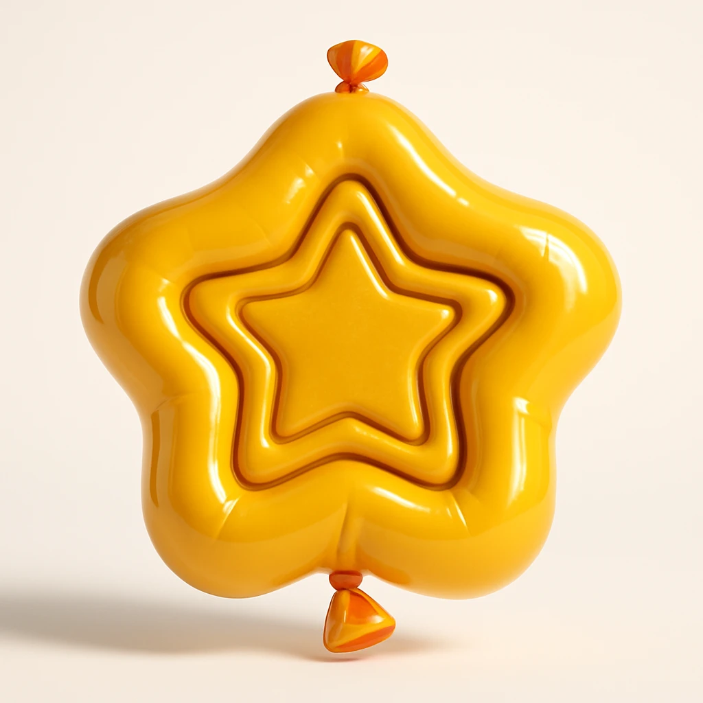 dalgona candy with star shape, balloon style, inspired by Squid Game emoji