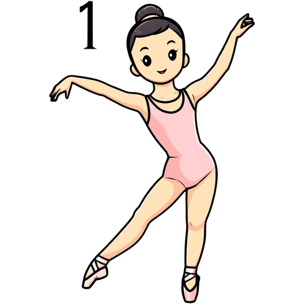 Ballet dancer in a leotard holding number 1 emoji