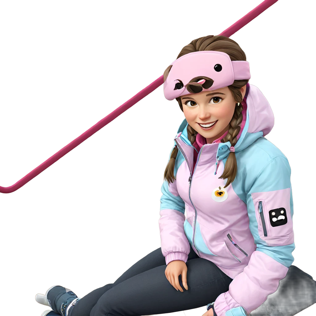 smiling girl in pink jacket emoji