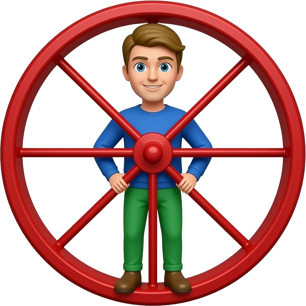 Bas vert, haut bleu et roue rouge au milieu emoji