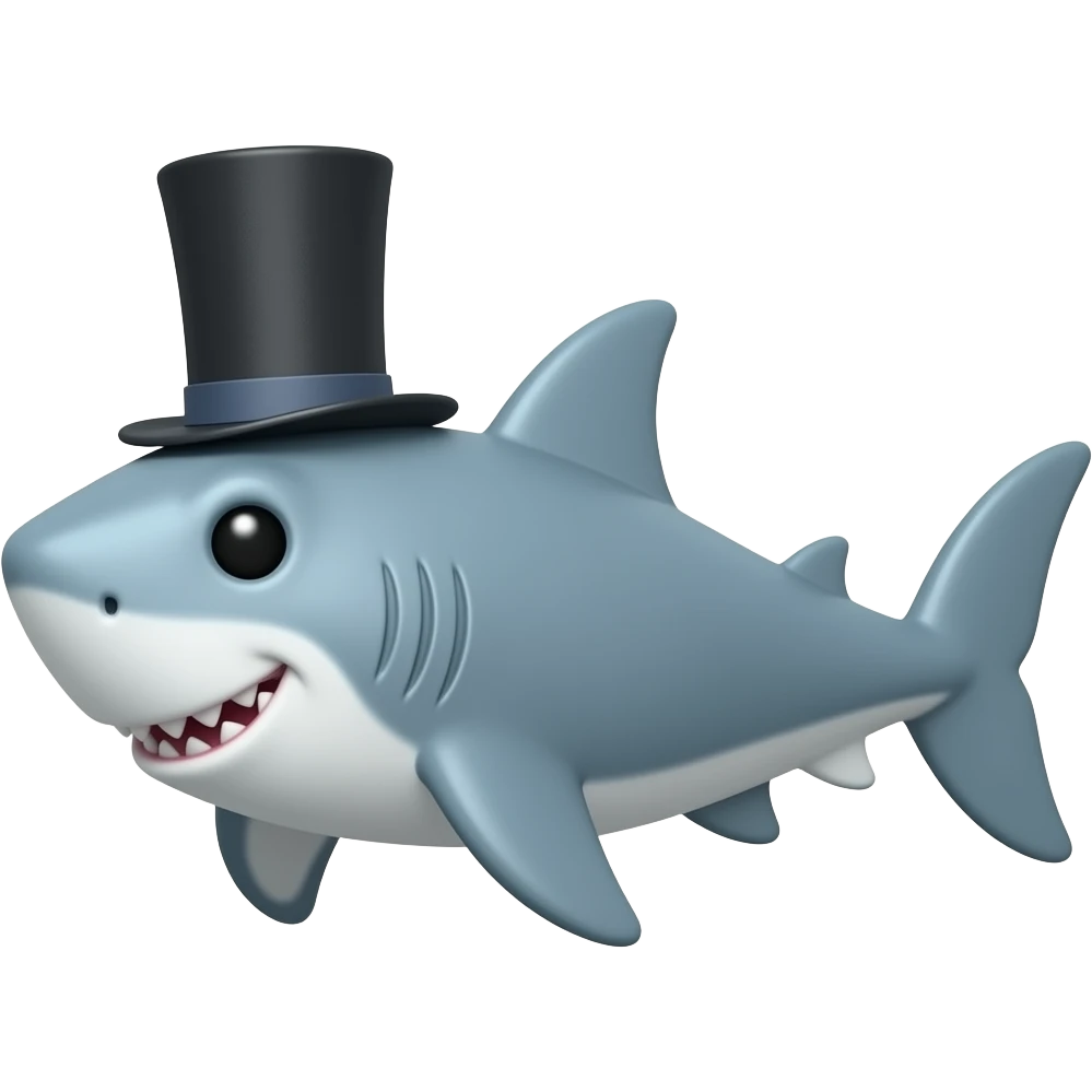 Shark with a top hat emoji