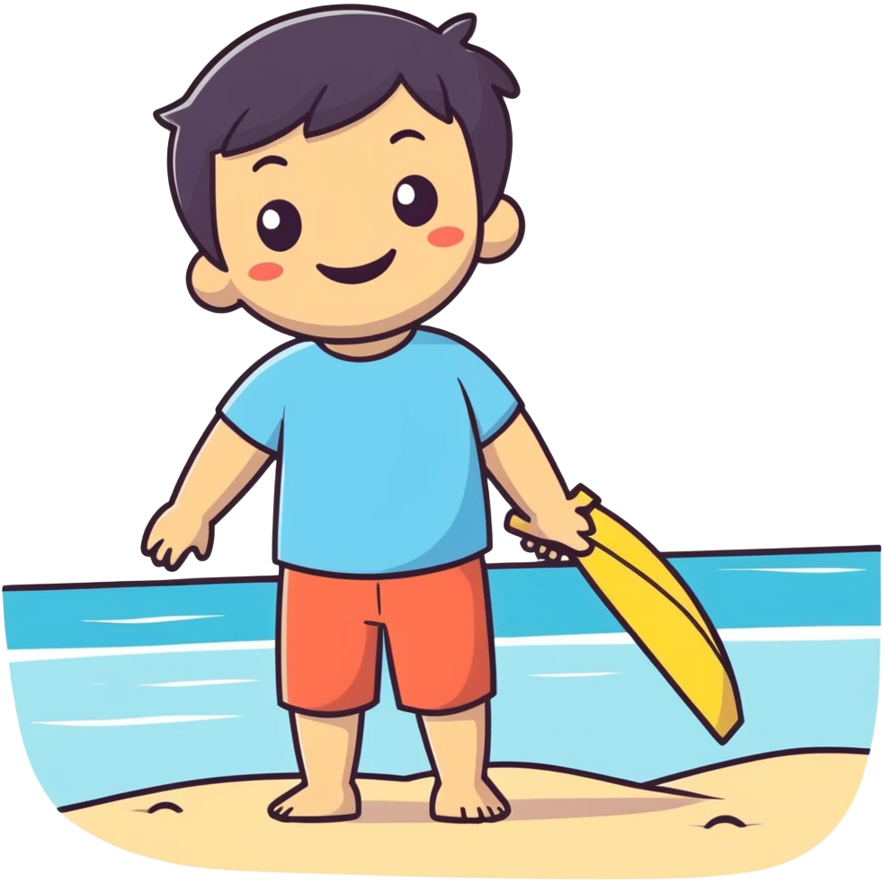 smiling boy at the beach emoji