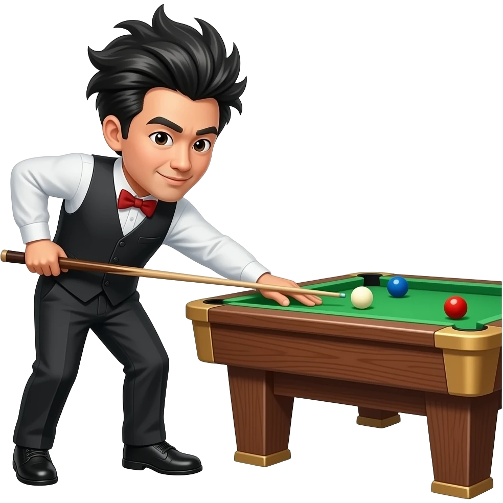 chinese man with crazy hair playing snooker emoji