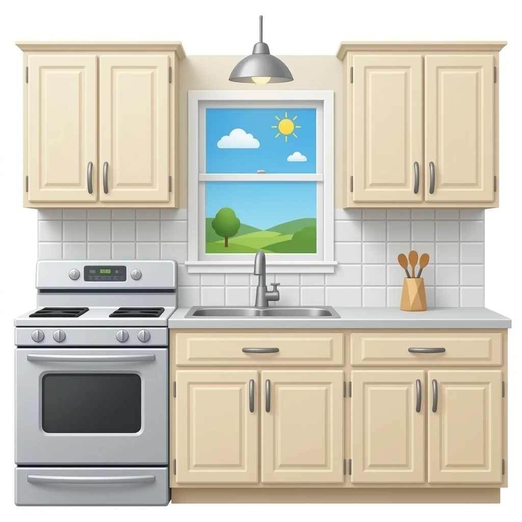 Kitchen counters with cabinets and drawers emoji