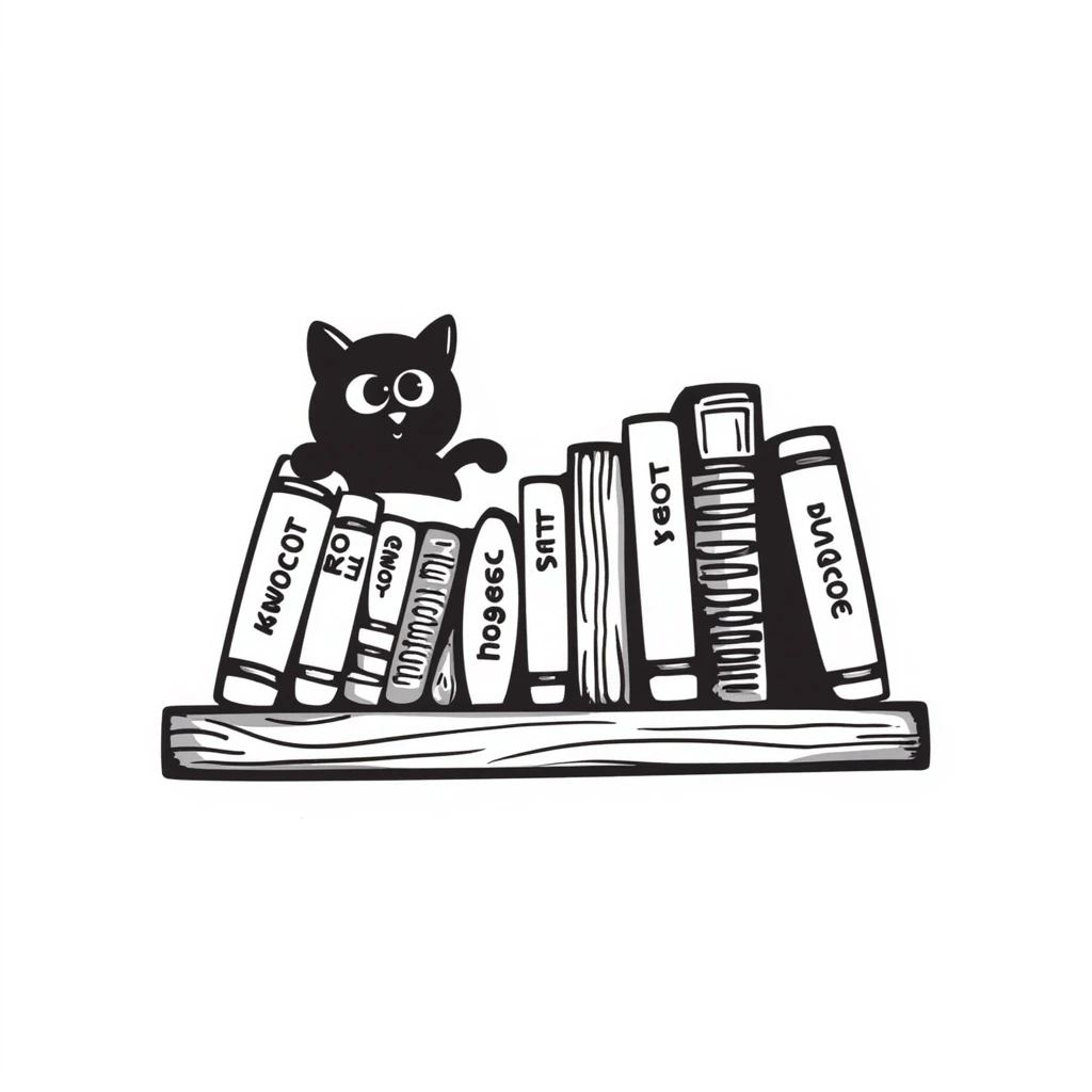 a wooden shelf with visible grain, hand-drawn doodle style emoji