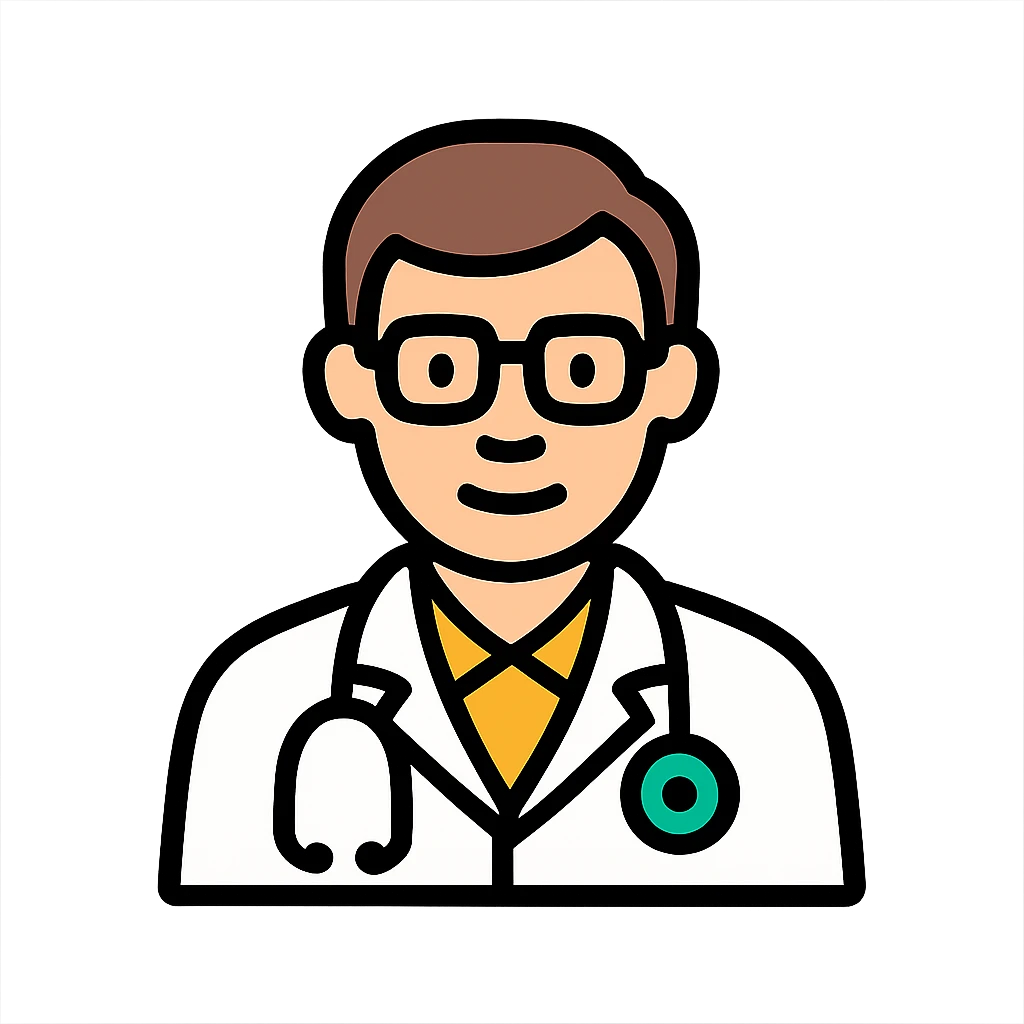 doctor icon with stethoscope and medical coat, clean and modern style emoji